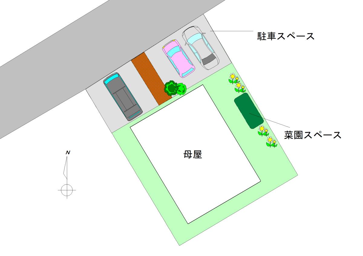 三重県伊賀市ゆめが丘「広い敷地と駐車場のあるパナホームの戸建住宅」　敷地見取り図